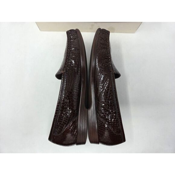 SAS SAN ANTONIO SHOES SIMPLIFY BROWN CROC PATENT COMFORT LOAFER WOMENS 12 S EUC - Picture 7 of 9